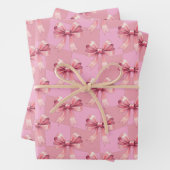 Schattige Bows Roze Kerst Inpakpapier Vel (In situ)