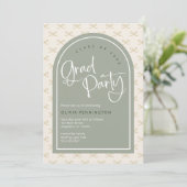 Schattige Bows Sage Green Graduation Party Kaart (Staand voorkant)