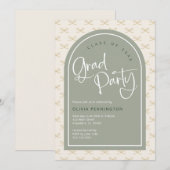 Schattige Bows Sage Green Graduation Party Kaart (Voorkant / Achterkant)