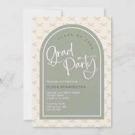 Schattige Bows Sage Green Graduation Party Kaart