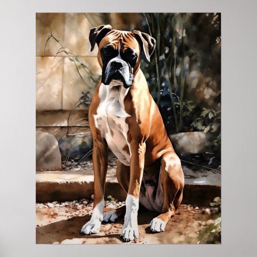 Schattige Boxer Dog Art Print Poster (Voorkant)