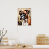 Schattige Boxer Dog Art Print Poster (Keuken)
