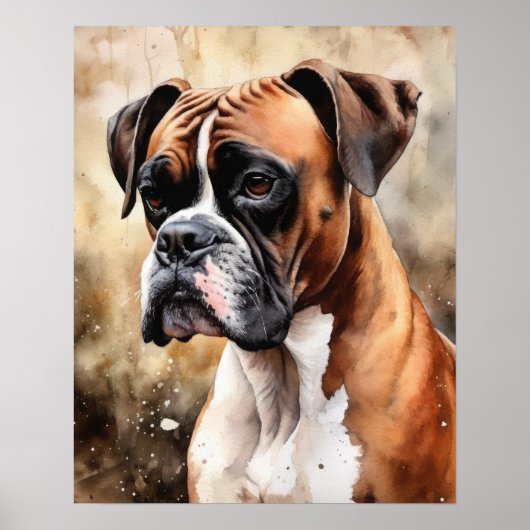 Schattige Boxer Dog Art Print Poster (Voorkant)