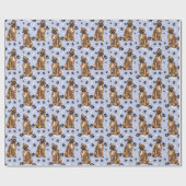Schattige Boxer Dog Paw Print Pattern Cadeaupapier (Vlak)