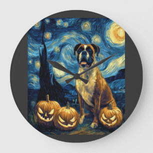 Schattige Boxer Halloween Jack O Lantern Pompoen G Grote Klok