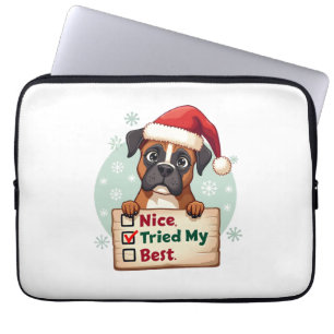 Schattige Boxer hond Honden Kerst Leuk Mijn Best G Laptop Sleeve