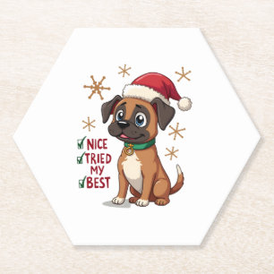 Schattige Boxer hond Honden Kerst Mooie Beste pogi Kartonnen Onderzetters