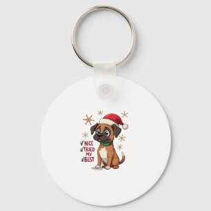 Schattige Boxer hond Honden Kerst Mooie Heb mijn B Sleutelhanger