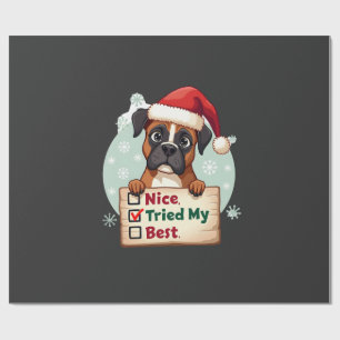 Schattige Boxer hond Kerstmis Leuk Doe mijn Best Cadeaupapier