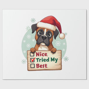Schattige Boxer hond Kerstmis Leuk Doe mijn Best Cadeaupapier