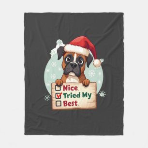 Schattige Boxer hond Kerstmis Leuk Doe mijn Best Fleece Deken