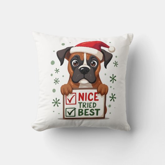 Schattige Boxer hond Kerstmis Leuk Doe mijn Best Kussen (Voorkant)
