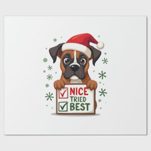 Schattige Boxer hond Kerstmis Leuk Mijn best gedaa Cadeaupapier
