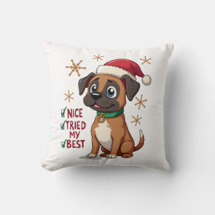 Schattige Boxer hond Kerstmis Leuk Mijn best gedaa Kussen