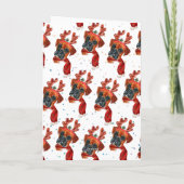 Schattige Boxer Hond met Rendier Gewei Kerstmis Feestdagen Kaart (Achterkant)