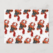 Schattige Boxer Hond met Rendier Gewei Kerstmis Feestdagenkaart (Voorkant)