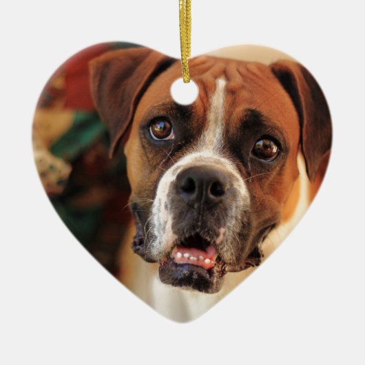 Schattige Boxer Keramisch Ornament (Voorkant)