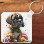Schattige Boxer Puppy Dog Sleutelhanger (Achterkant)