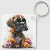 Schattige Boxer Puppy Dog Sleutelhanger (Achterkant)