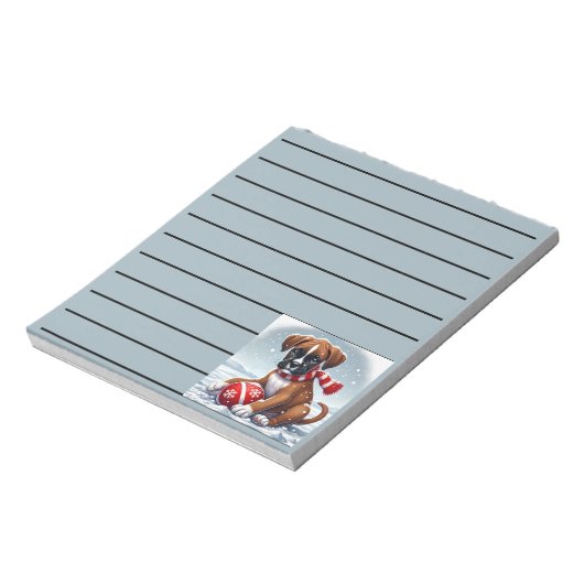 Schattige Boxer Puppy in het besneeuwde landschap Notitieblok (Linkerzijde)