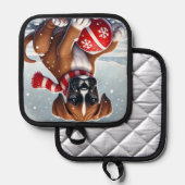 Schattige Boxer Puppy in het besneeuwde landschap Pannenlap (Voorkant / Achterkant)