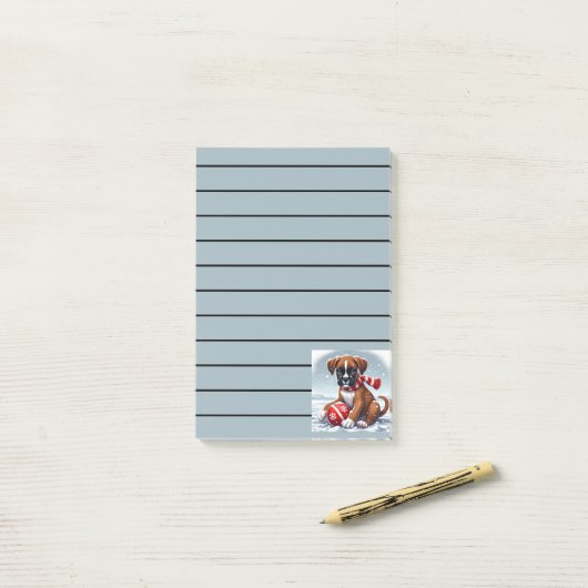 Schattige Boxer Puppy in het besneeuwde landschap Post-it® Notes (Op bureau)