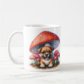 Schattige Boxer Puppy onder Mushroom Paraplu Koffiemok (Links)