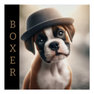 Schattige Boxer Puppy – Stijlvolle Honden Kunst Perfect Poster