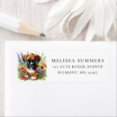 Schattige Boxer Puppy Wildflower Retouradres Label (Insitu)