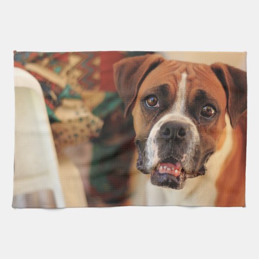 Schattige Boxer Theedoek (Horizontaal)