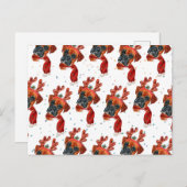 Schattige Boxerhond met Rendier Gewei Kerstmis Feestdagenkaart (Voorkant / Achterkant)