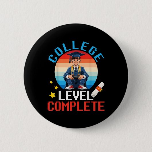 Schattige Boy Afstuderen Gamer College Level S Ronde Button 5,7 Cm (Voorkant)