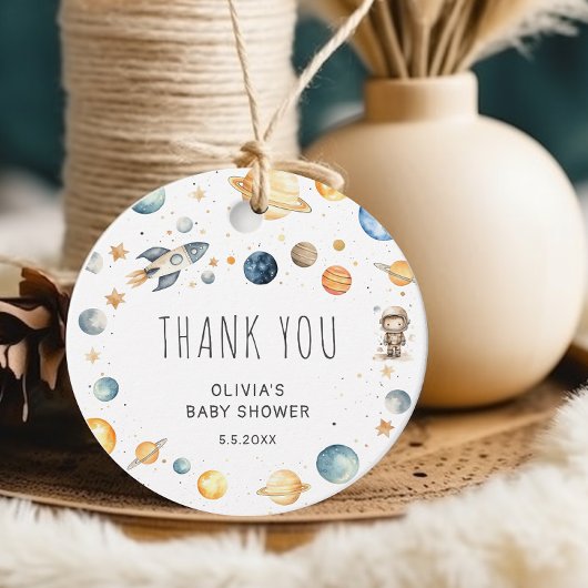 Schattige Boy Astronaut Space Baby shower Bedankjes Labels