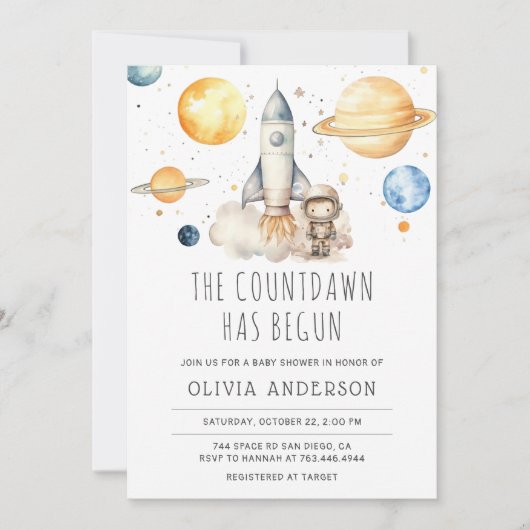 Schattige Boy Astronaut Space Baby shower Kaart (Voorkant)