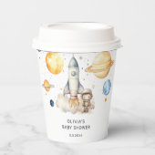 Schattige Boy Astronaut Space Baby shower Papieren Bekers (Voorkant)