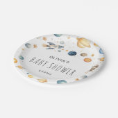 Schattige Boy Astronaut Space Baby shower Papieren Bordje (Gekanteld)