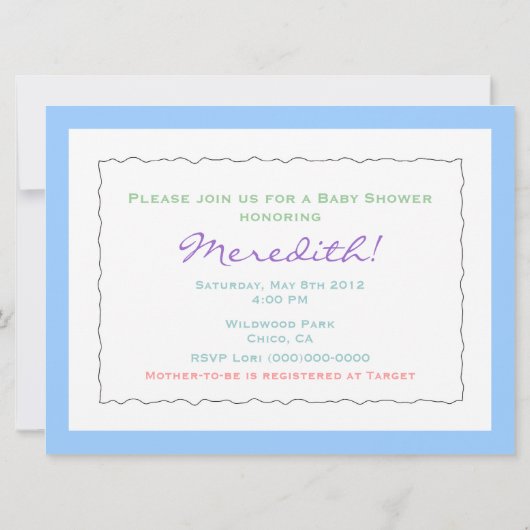 Schattige Boy Baby shower nodigt Baby en Bird uit Kaart (Achterkant)