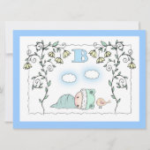 Schattige Boy Baby shower nodigt Baby en Bird uit Kaart (Voorkant)