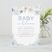 Schattige Boy Blue Baby in Bloom Baby shower Kaart (Staand voorkant)