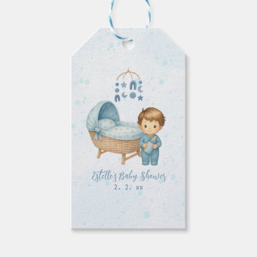 Schattige Boy Blue Nursery Baby shower Cadeaulabel (Voorkant)