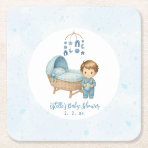 Schattige Boy Blue Nursery Baby shower Kartonnen Onderzetters