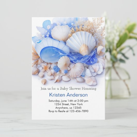 Schattige Boy Blue Onder het Zeeen Baby shower Kaart (Staand voorkant)