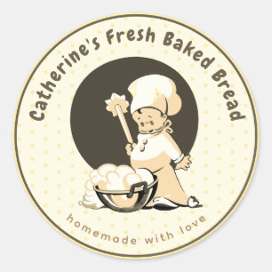 Schattige Boy Chef Zelfgemaakte Broodbakkerij Ronde Sticker