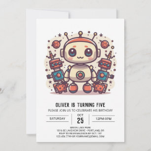 Schattige Boy Custom Robot Verjaardag Kaart