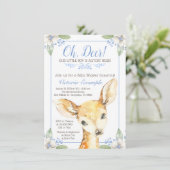 Schattige Boy Deer Baby Shower Uitnodigingen (Staand voorkant)