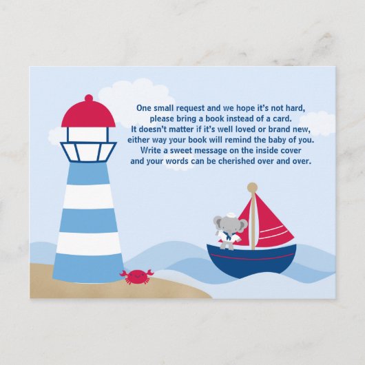 Schattige Boy Elephant Sailor baby shower Boekkaar Uitnodiging Briefkaart (Voorkant)