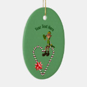 Schattige Boy Elf Candy Cane Vakantie Gepersonalis Keramisch Ornament (Rechts)