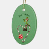 Schattige Boy Elf Candy Cane Vakantie Gepersonalis Keramisch Ornament (Links)