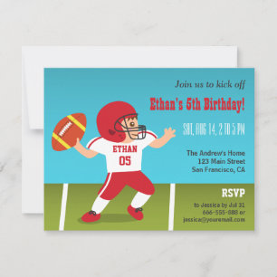 Schattige Boy Football Verjaardagsfeestje Uitnodig Kaart