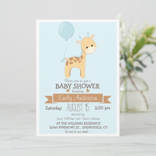 Schattige Boy Giraffe, Oerwoud Zoo Animal Baby sho Kaart (Staand voorkant)